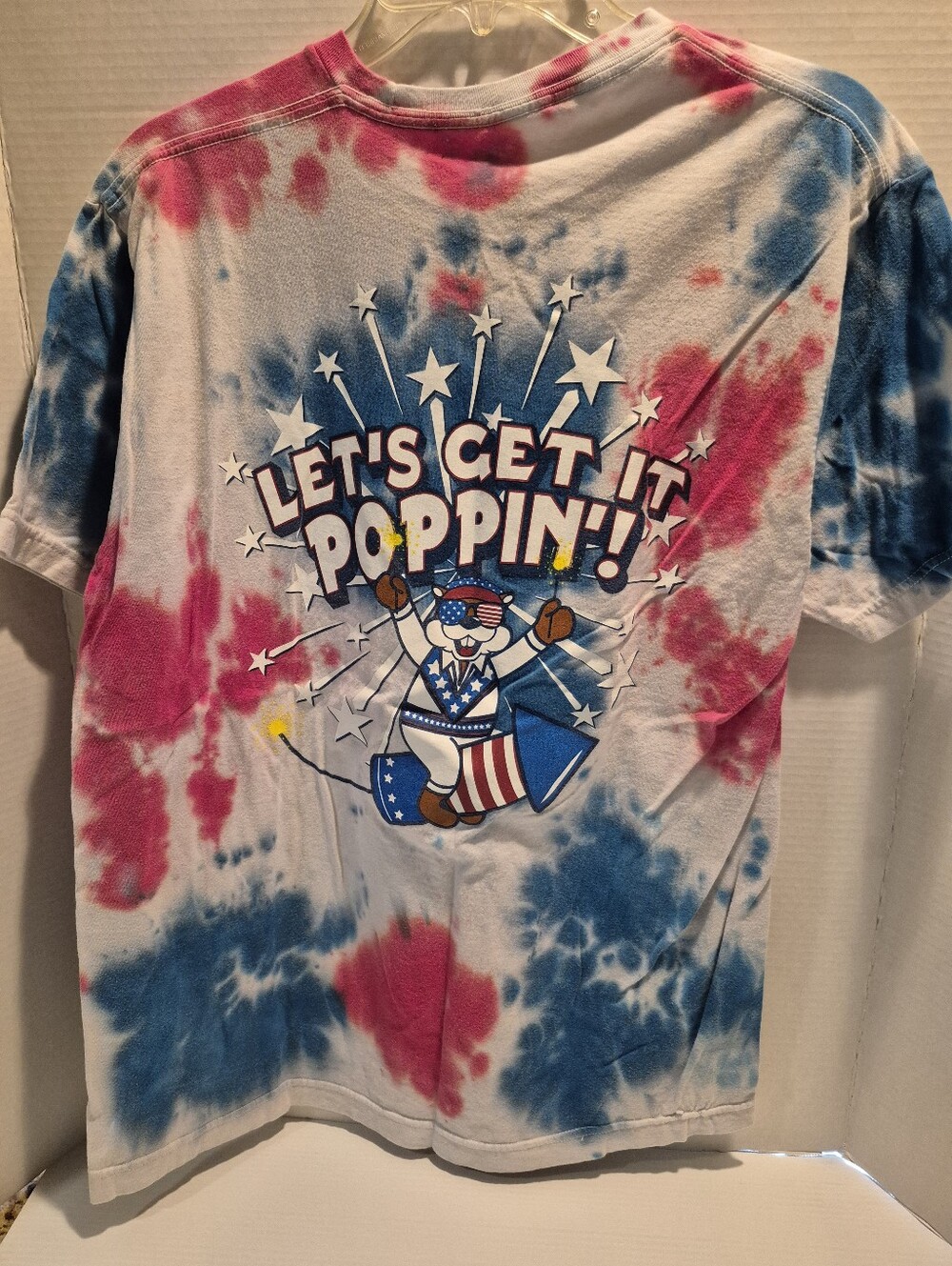 Buc-ee's "Let's get it poppin" Tie-Dye Tee Shirt Size Large